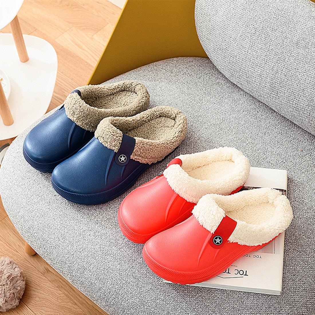 Unisex Plush Lined Winter Clogs - Comfortable Indoor & Outdoor Slippers