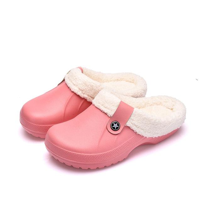 Unisex Plush Lined Winter Clogs - Comfortable Indoor & Outdoor Slippers