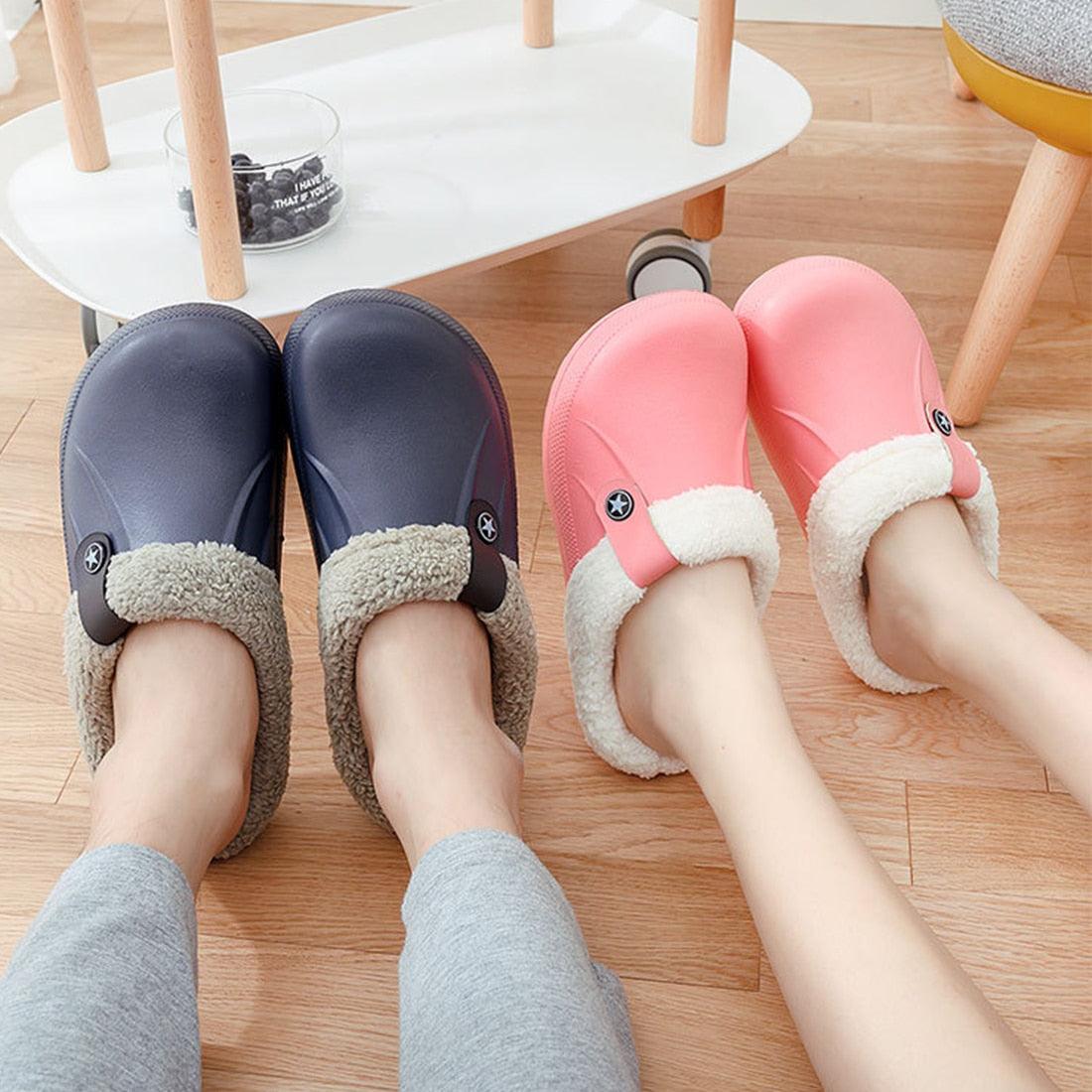 Unisex Plush Lined Winter Clogs - Comfortable Indoor & Outdoor Slippers