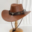 Chapeau de cowboy western unisexe en cuir synthétique vintage