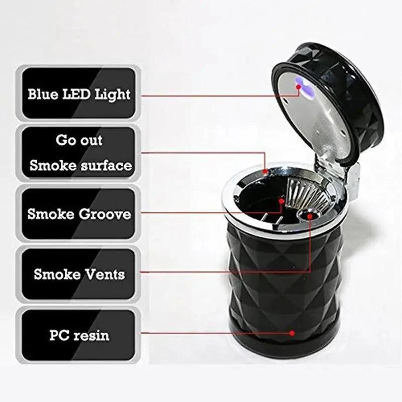 Cenicero de coche LED de lujo - Portátil y elegante