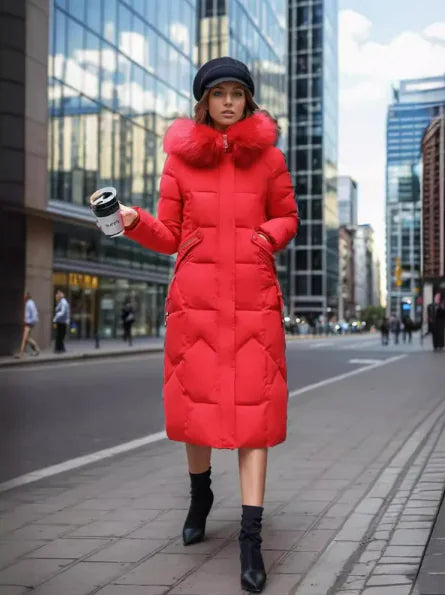 Chaqueta larga acolchada ajustada para mujer