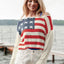 US Flag Boat Neck Long Sleeve Knit Top - Korvel
