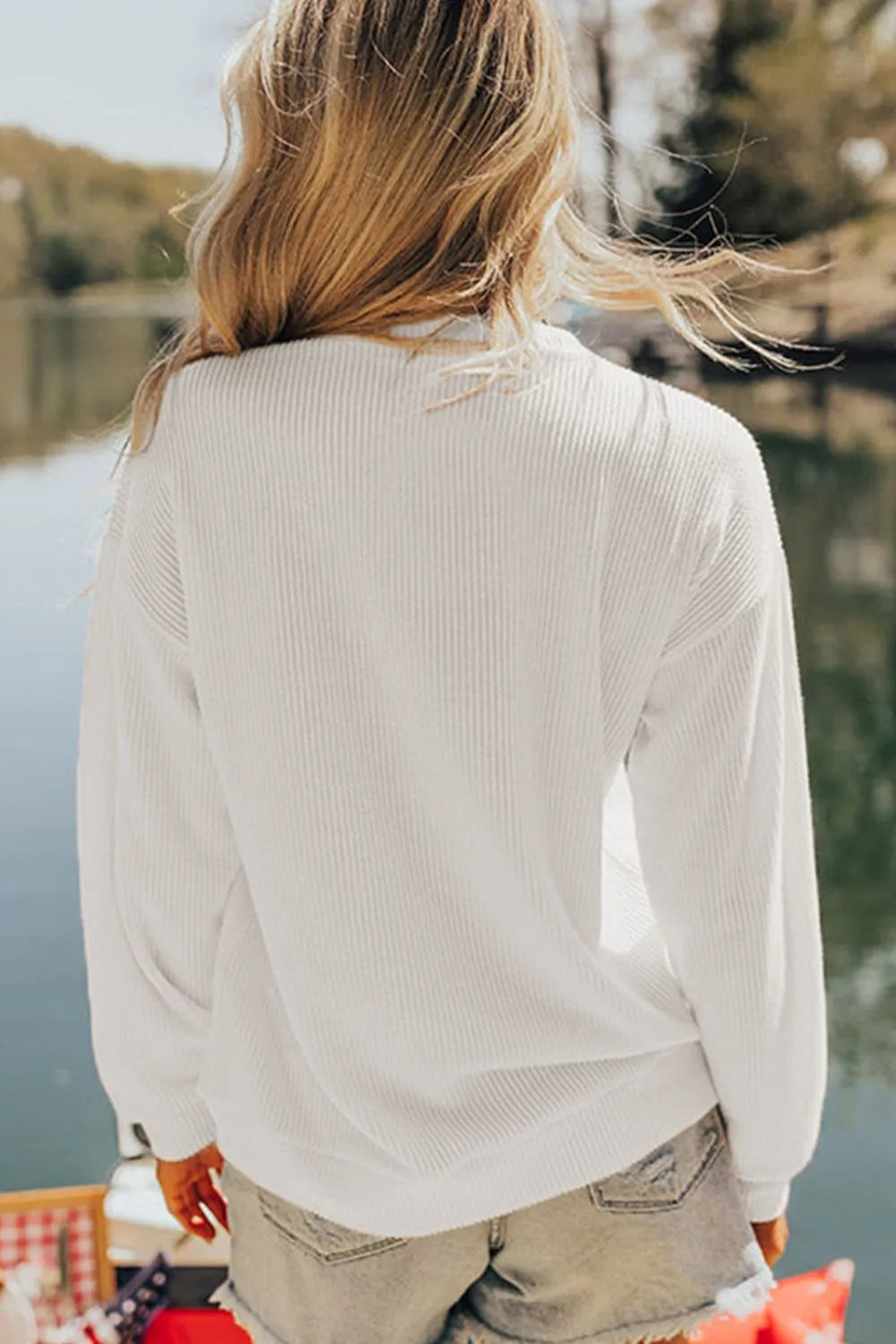 US Flag Corded Long Sleeve Sweatshirt - Korvel