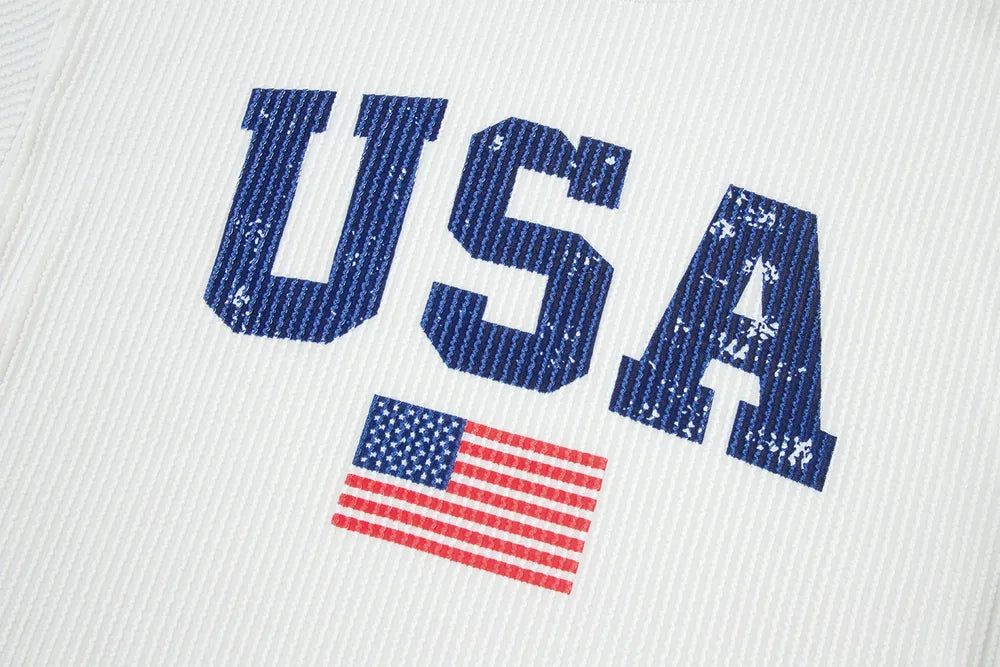 US Flag Corded Long Sleeve Sweatshirt - Korvel