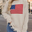 US Flag Distressed Round Neck Long Sleeve Sweater - Korvel