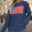 US Flag Distressed Round Neck Long Sleeve Sweater - Korvel