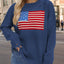 US Flag Distressed Round Neck Long Sleeve Sweater - Korvel