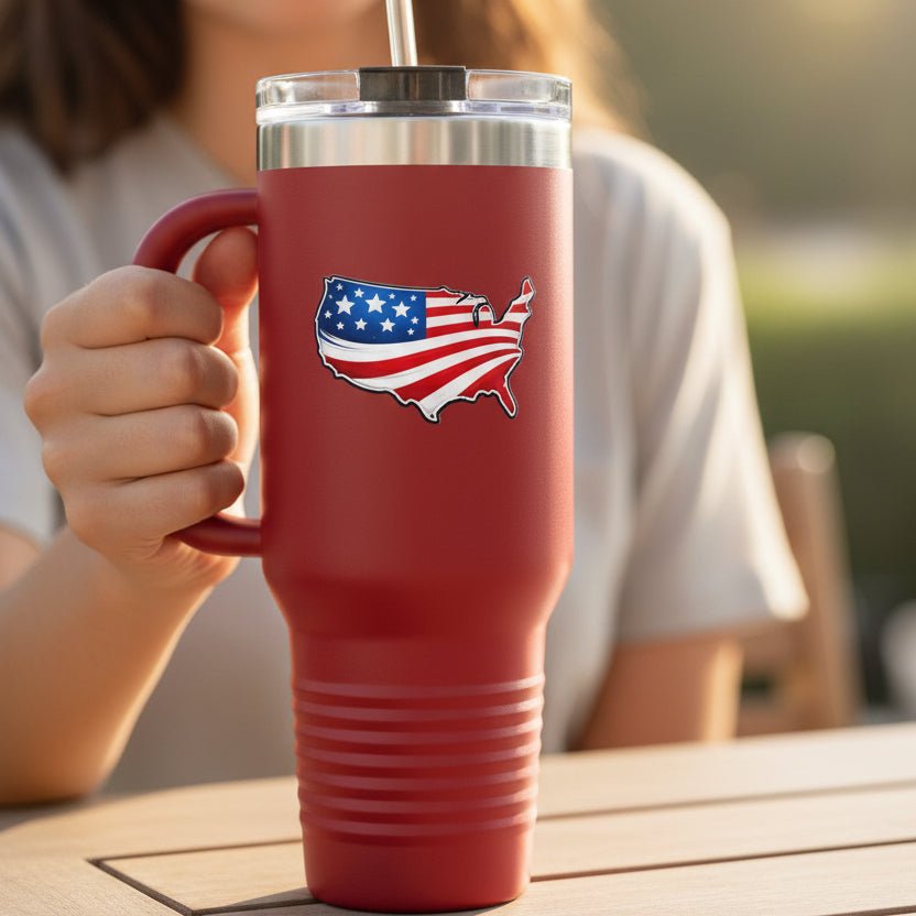 USA Map 40oz Insulated Tumbler with Handle