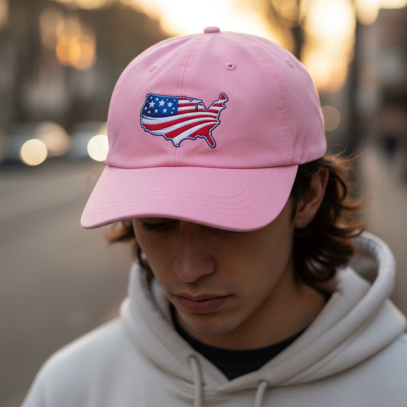 Casquette de baseball brodée avec carte des États-Unis – Style patriotique classique