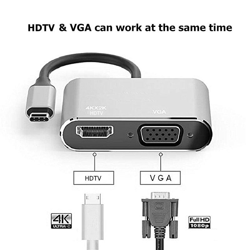 USB C to HDMI 4K VGA Adapter - Multiport Hub