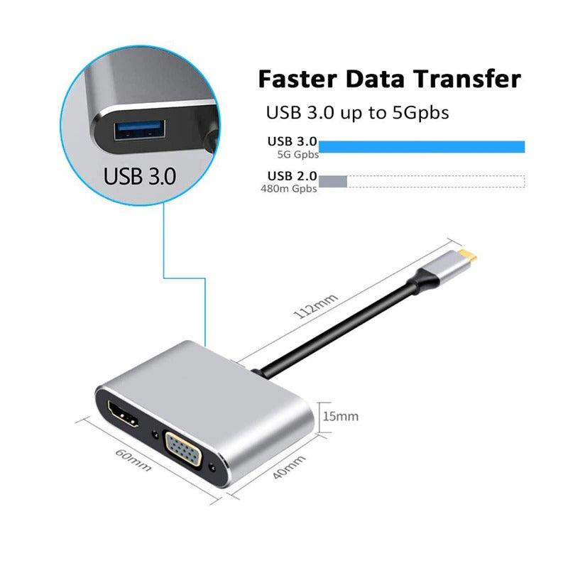 USB C to HDMI 4K VGA Adapter - Multiport Hub