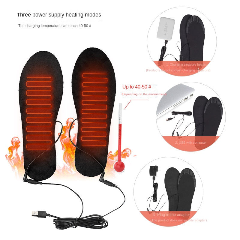 USB heating insole warm feet treasure charging heating washable size tailoring full soled warm feet electric heating insole - Korvel