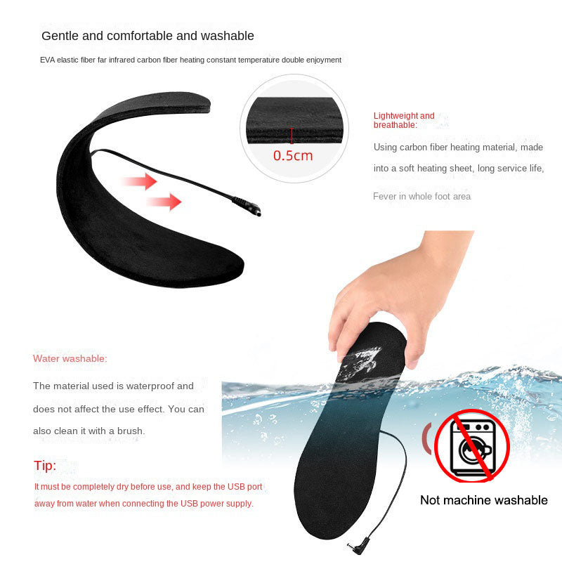 USB heating insole warm feet treasure charging heating washable size tailoring full soled warm feet electric heating insole - Korvel