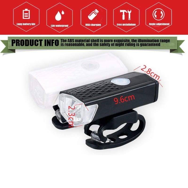 Powerful USB Rechargeable 3-Mode Bicycle Headlight & Tail Light Set - 300 Lumen Waterproof LED - Korvel