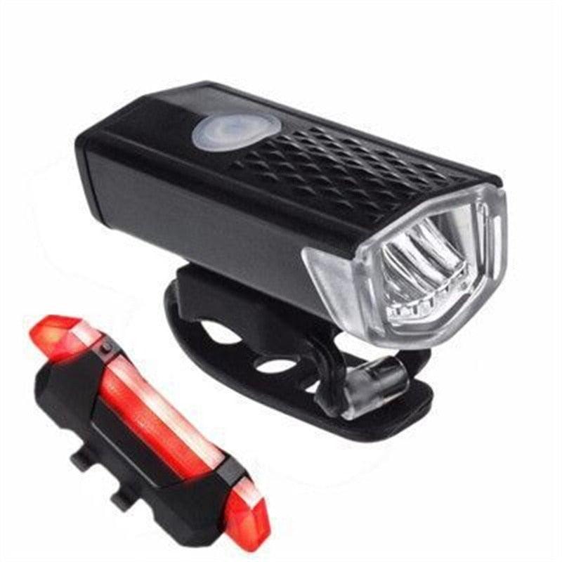 Powerful USB Rechargeable 3-Mode Bicycle Headlight & Tail Light Set - 300 Lumen Waterproof LED - Korvel