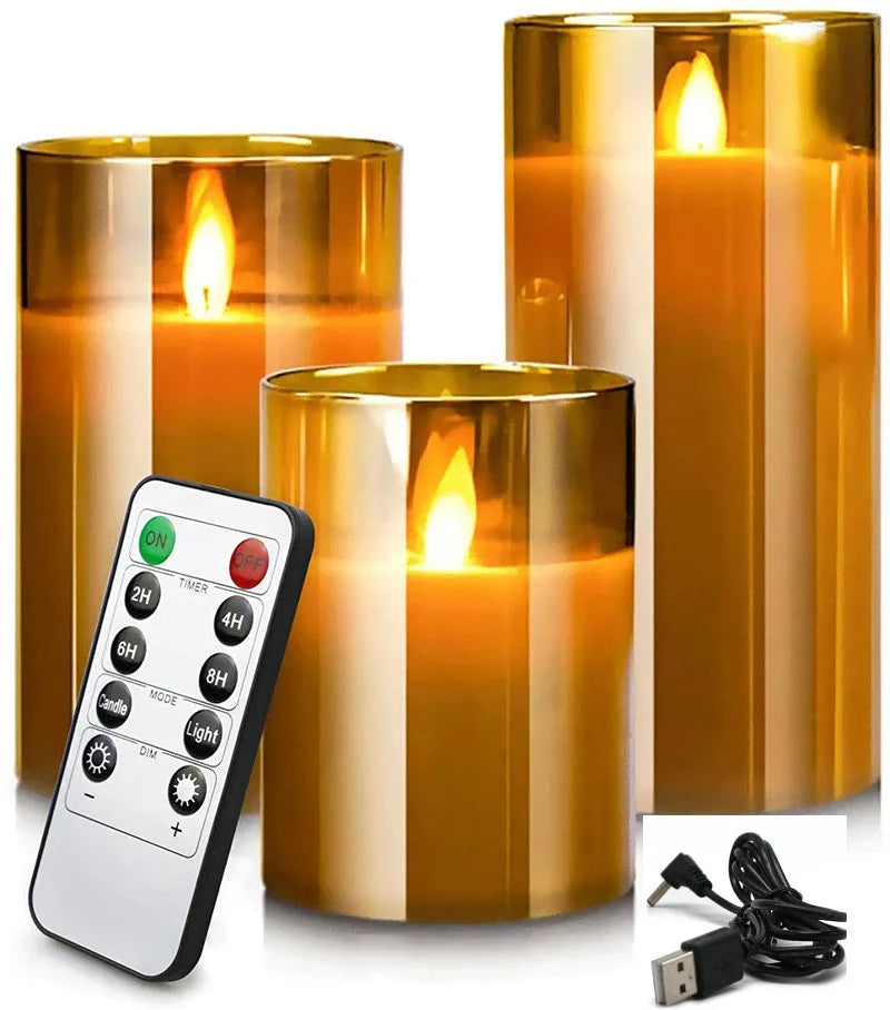 USB Rechargeable LED Pillar Candles - Korvel