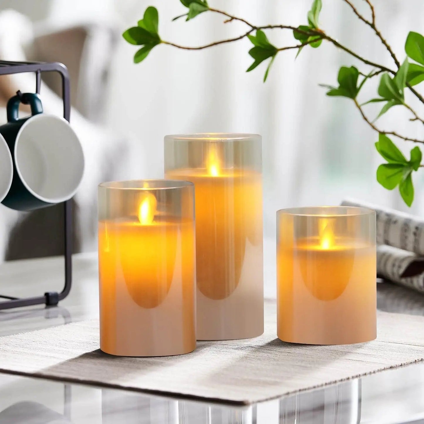 USB Rechargeable LED Pillar Candles - Korvel