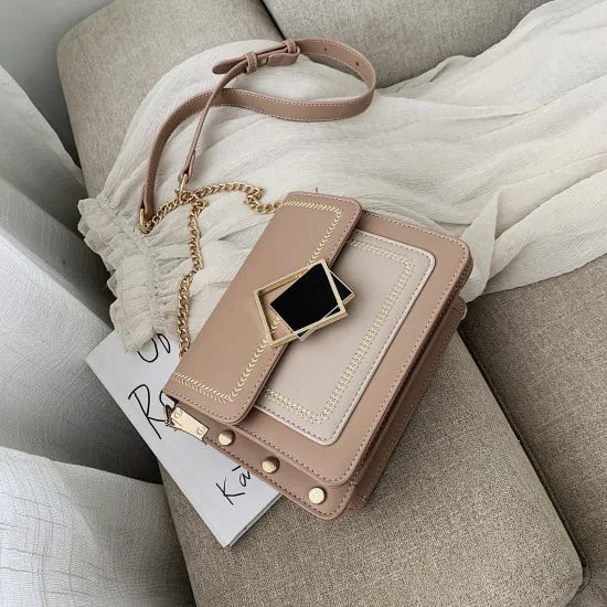 Bolso Cruzado de Cuero con Cadena Premium
