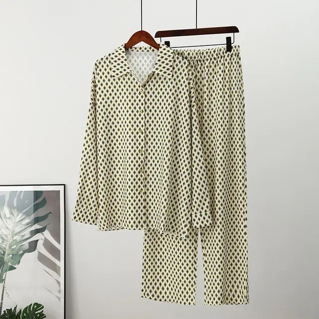 Conjunto de Pantalones de Rayas Sueltos Elegantes con Top de Manga Larga