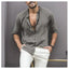 Solid Color Long Sleeve Button Stand Collar Men's Shirt
