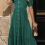 Vestido Midi con Botones y Manga Globo en V