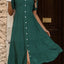 Vestido Midi con Botones y Manga Globo en V
