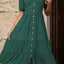 Vestido Midi con Botones y Manga Globo en V