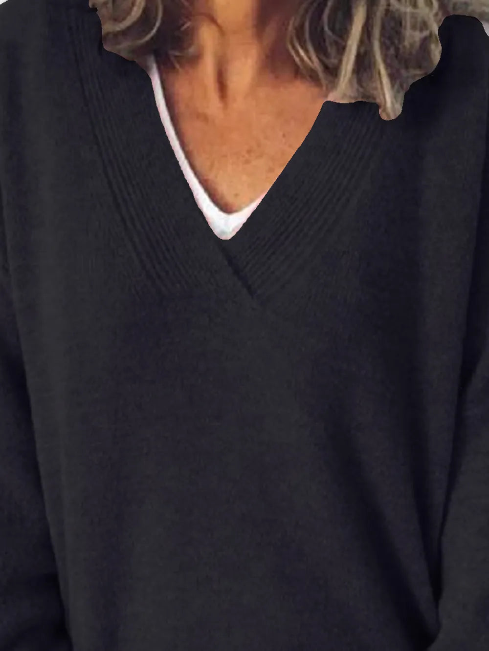 V-Neck Dropped Shoulder Sweater - Korvel