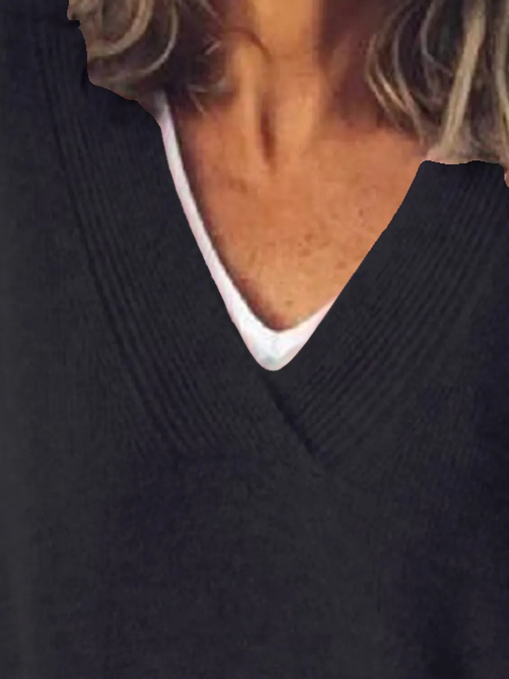 V-Neck Dropped Shoulder Sweater - Korvel