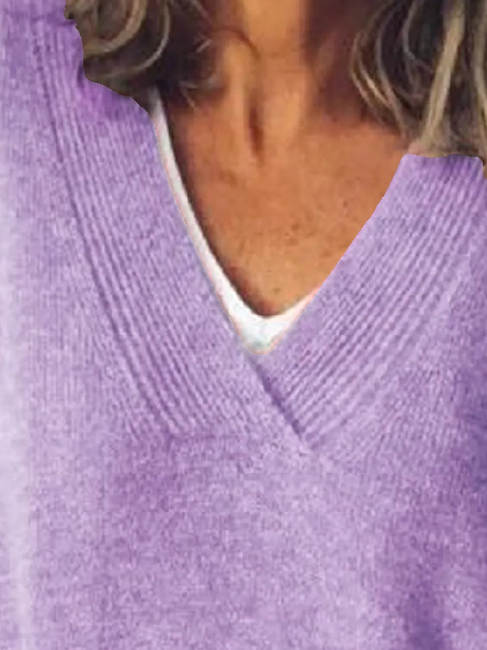 V-Neck Dropped Shoulder Sweater - Korvel