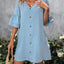 Robe mini élégante à col en V et manches courtes en bleu clair