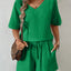 V-Neck Half Sleeve Top and Shorts Set