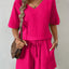 V-Neck Half Sleeve Top and Shorts Set