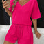 V-Neck Half Sleeve Top and Shorts Set