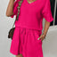 V-Neck Half Sleeve Top and Shorts Set