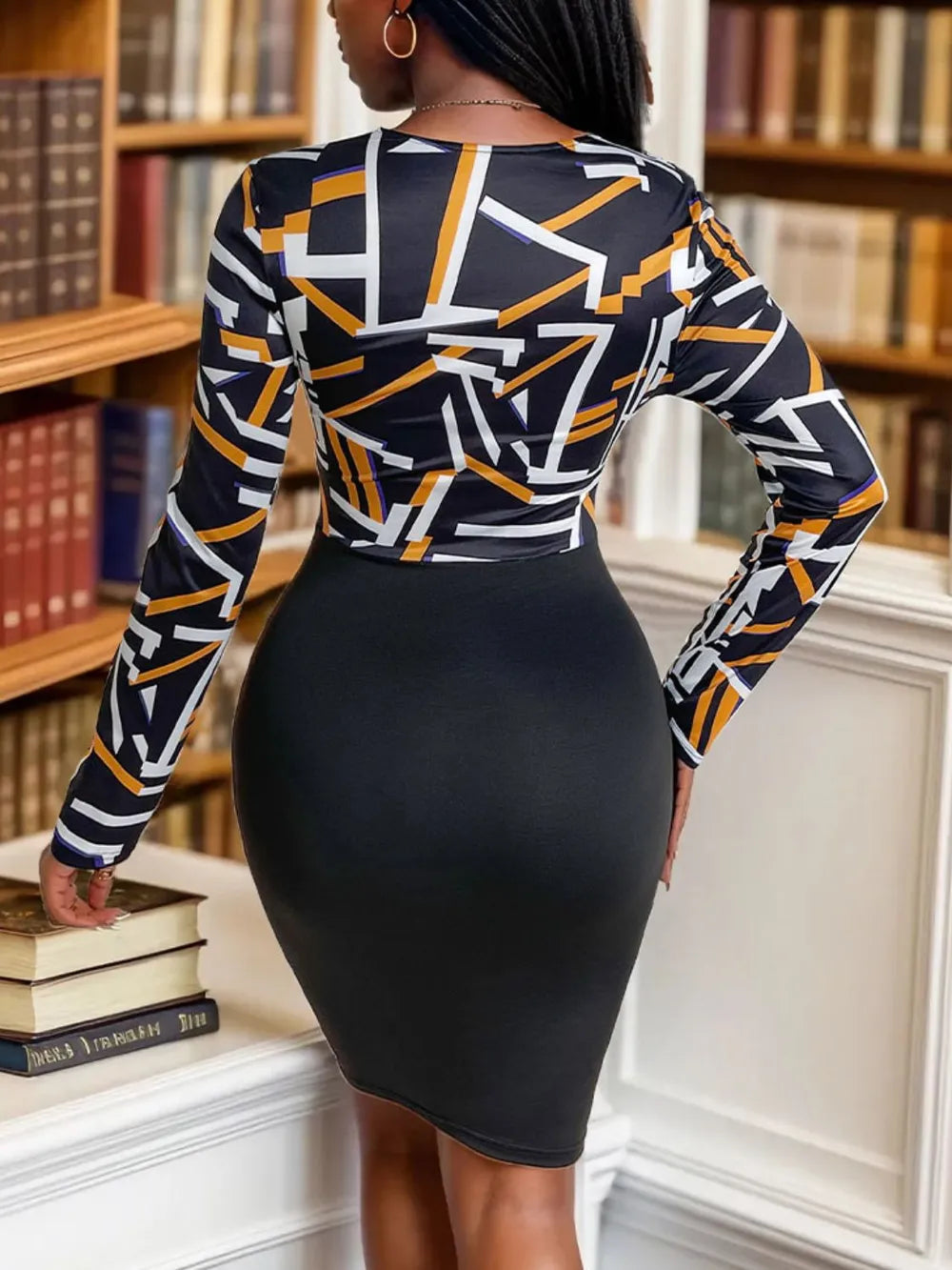 Robe Femme Slim Fit Taille Haute Col V