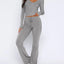 V-Neck Long Sleeve Top and Pants Set - Korvel