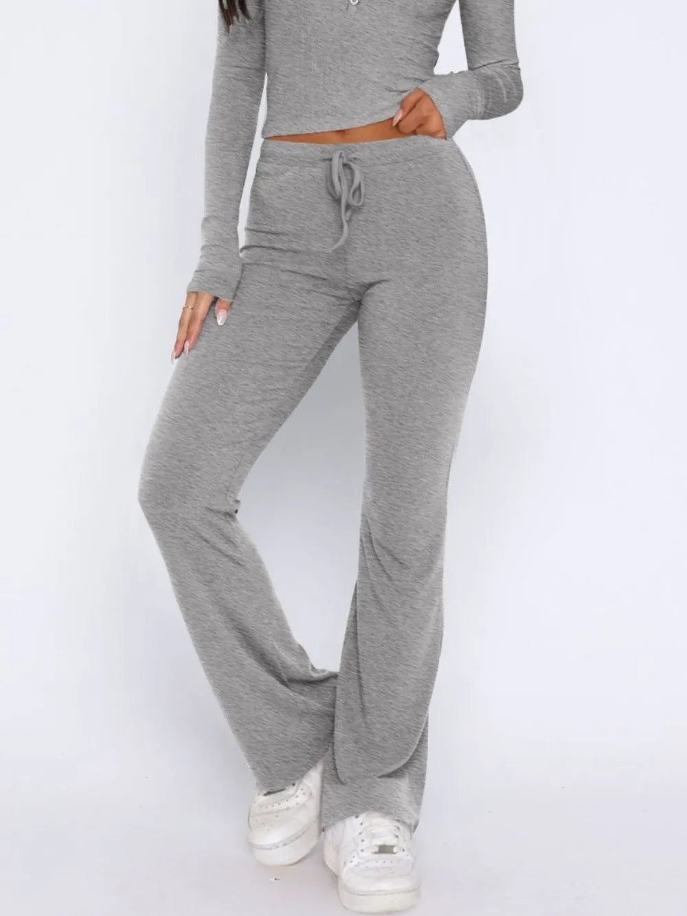 V-Neck Long Sleeve Top and Pants Set - Korvel