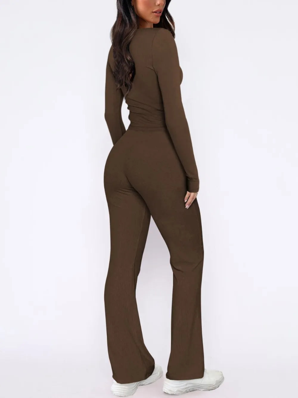 V-Neck Long Sleeve Top and Pants Set - Korvel