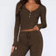 V-Neck Long Sleeve Top and Pants Set - Korvel