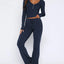 V-Neck Long Sleeve Top and Pants Set - Korvel