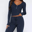V-Neck Long Sleeve Top and Pants Set - Korvel