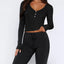 V-Neck Long Sleeve Top and Pants Set - Korvel
