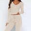 V-Neck Long Sleeve Top and Pants Set - Korvel