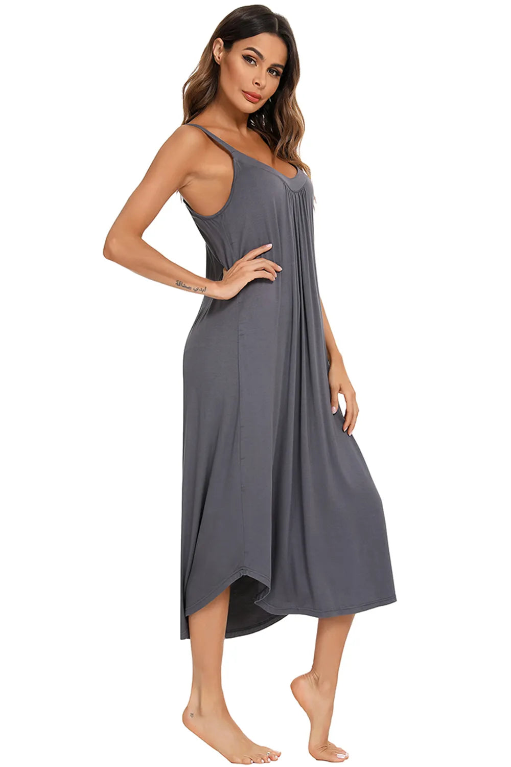 V-Neck Midi Lounge Dress - Korvel