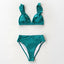 Ensemble de bikini taille haute à volants en V pour femmes