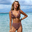 Ensemble de bikini taille haute à volants en V pour femmes