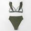 Ensemble de bikini taille haute à volants en V pour femmes