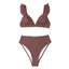 Ensemble de bikini taille haute à volants en V pour femmes